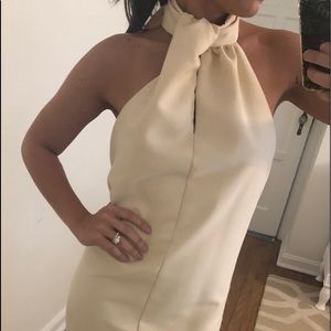 Lavish Alice halter midi dress in cream